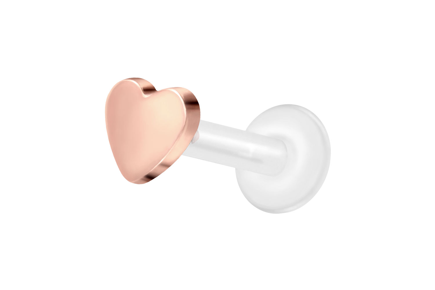 PTFE Labret Piercing mit Innengewinde + Titan-Aufsatz HERZ